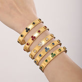 Trinity Bloom 18K Gold Heart Gemstone Bracelet – Romantic Jewelry Bracelets